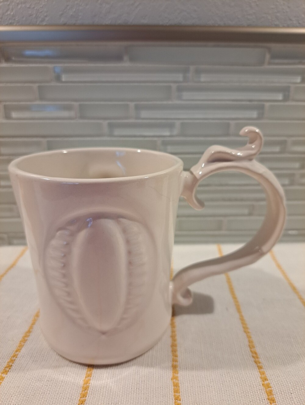 Pottery Barn A-Z Cup/Mug Monogram “O” Fancy Handle! White